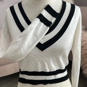 White Sweater with Black Stripes